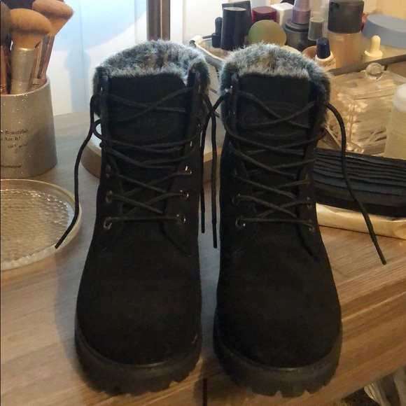 Black fur combat boots - Picture 5 of 5